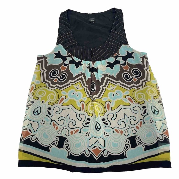 Nicole Miller Shirt Womens Small 4 Sleeveless Tank Top Sheer Geometric Ladies - Picture 1 of 7